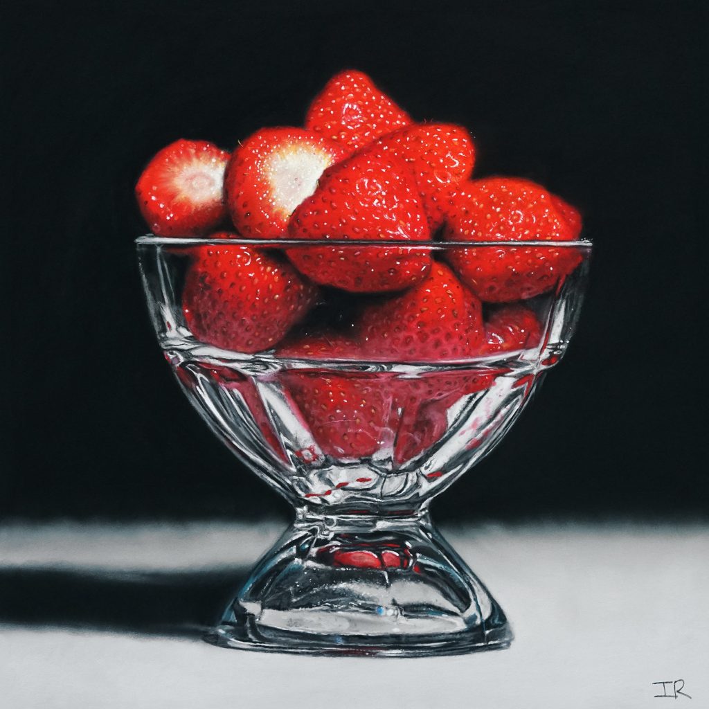 Strawberries in a Bowl | Pastel Pencil | 16″ x 16″ | £895