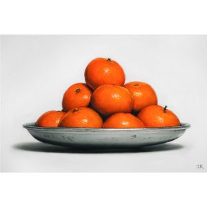 Oranges in Silver Bowl