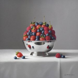 Summer Berries in Silver Bowl